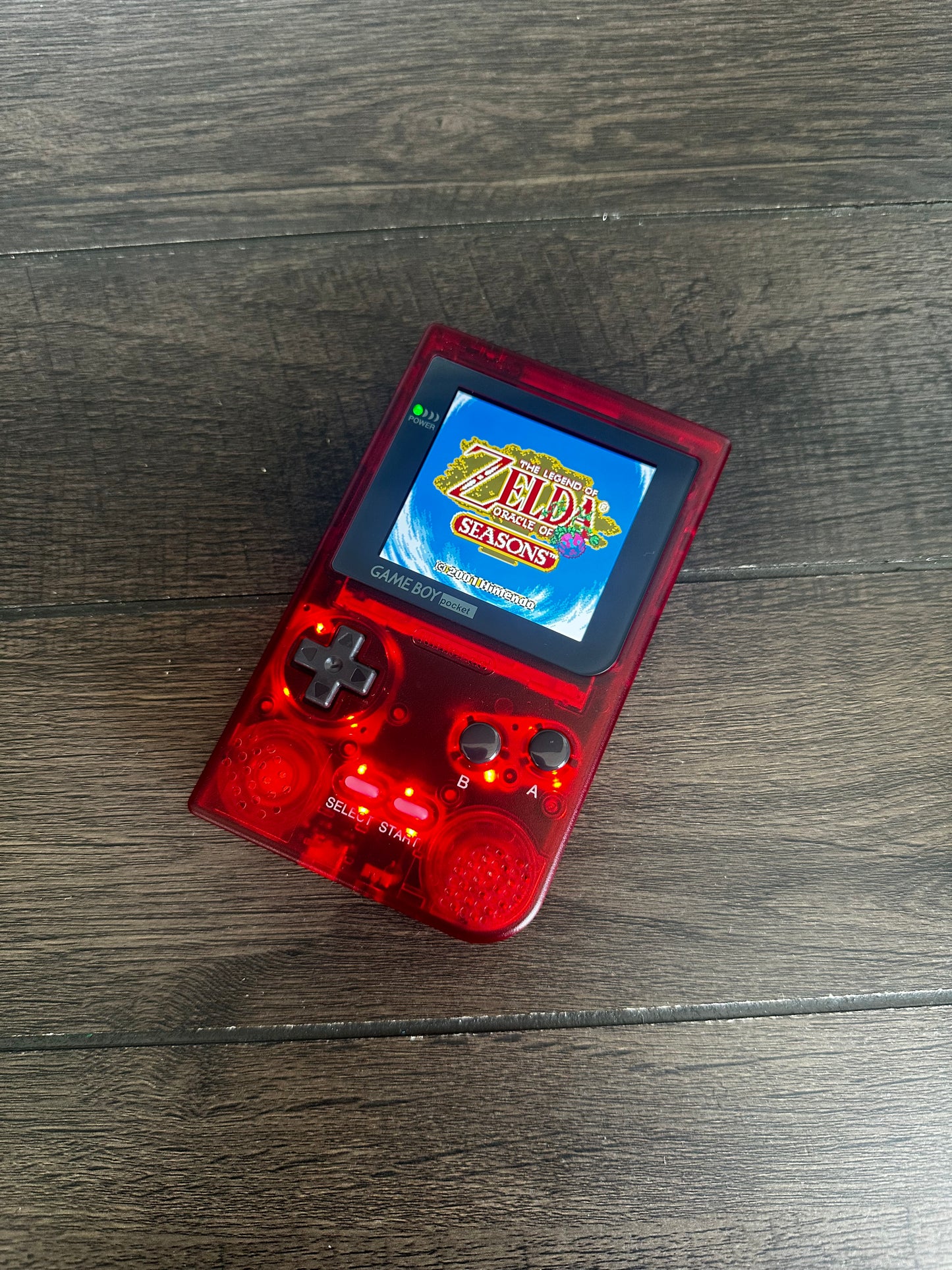 Gameboy Pocket Color POCO Plus Q5 IPS Red Clear Out with usbc Rechargeable Battery