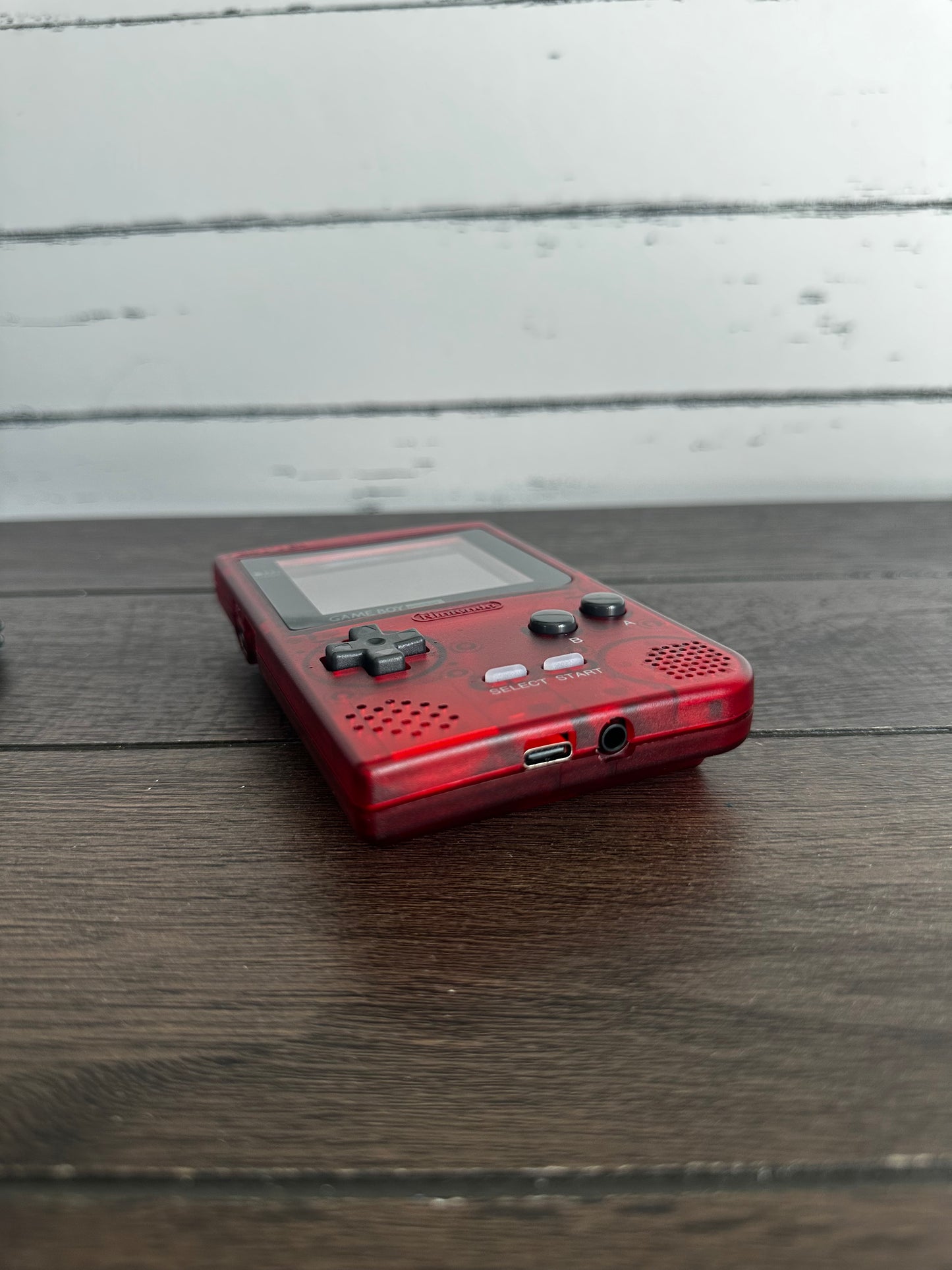 Gameboy Pocket Color POCO Plus Q5 IPS Red Clear Out with usbc Rechargeable Battery