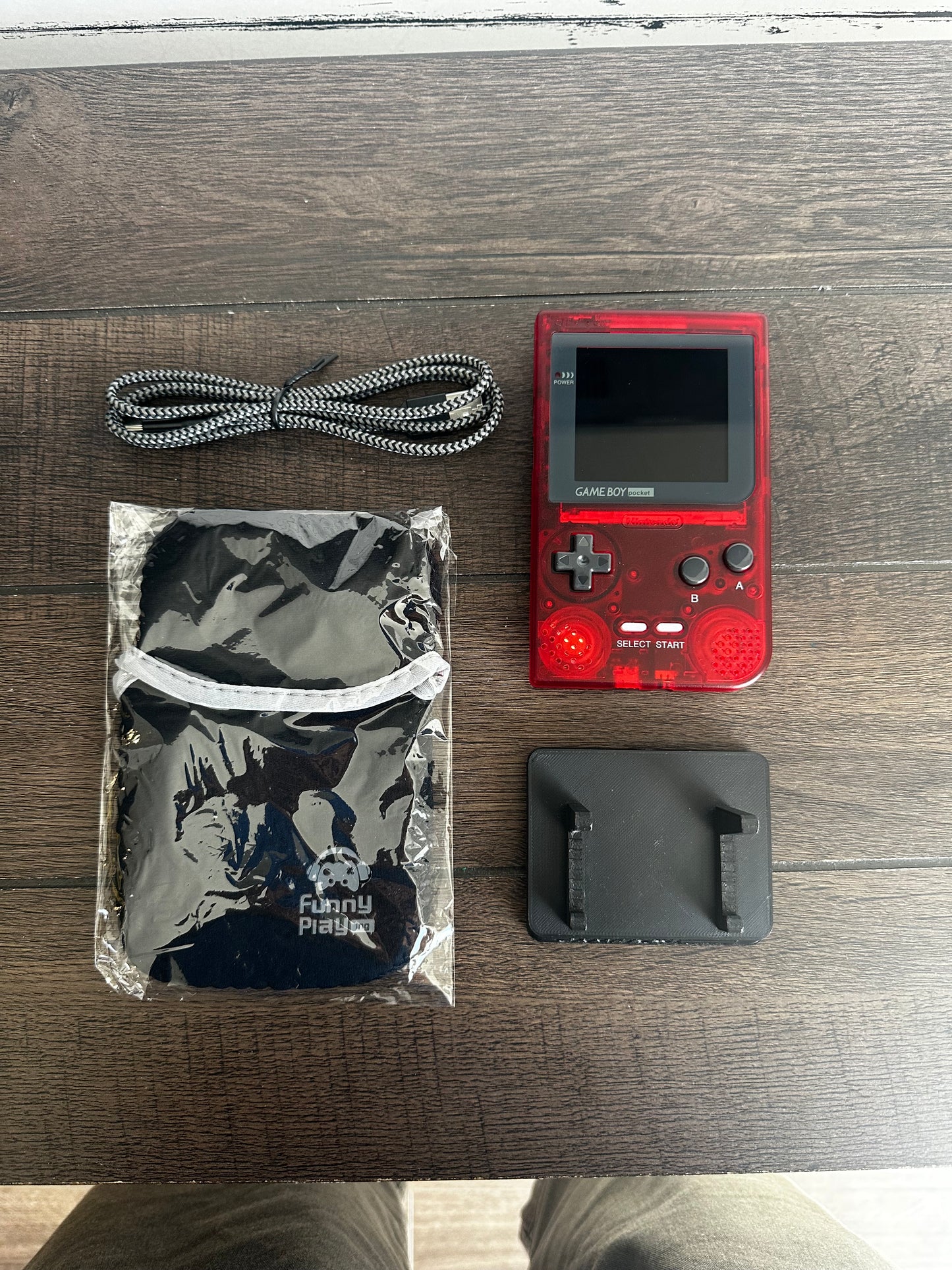 Gameboy Pocket Color POCO Plus Q5 IPS Red Clear Out with usbc Rechargeable Battery