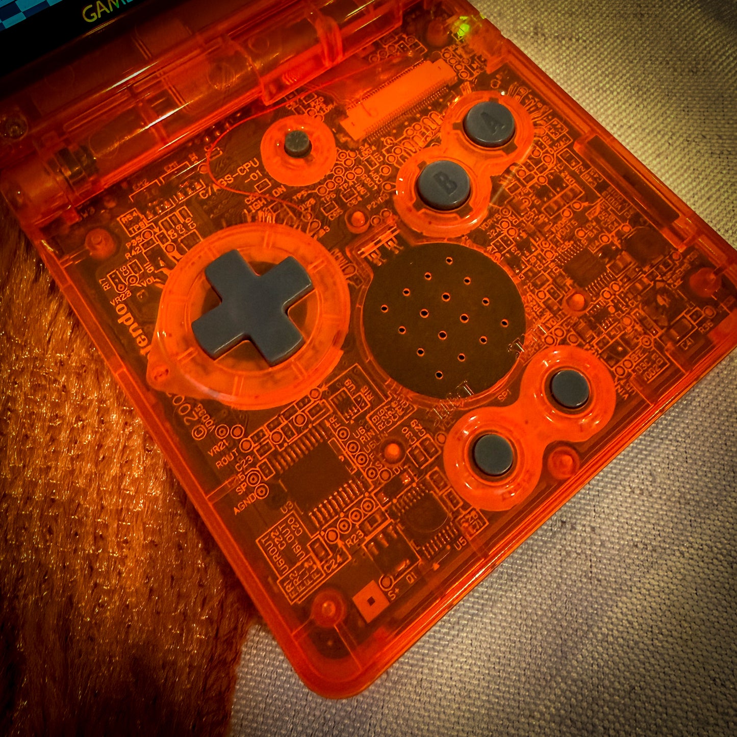IPS USBC Charging Gameboy Advance SP Transparent Orange Laminated