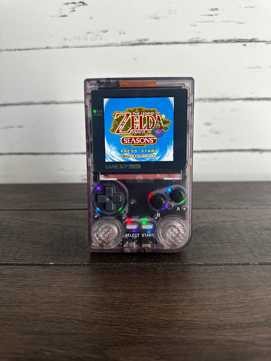 Gameboy Pocket Color Plus Q5 IPS Atomic Purple Out with usbc Rechargeable Battery