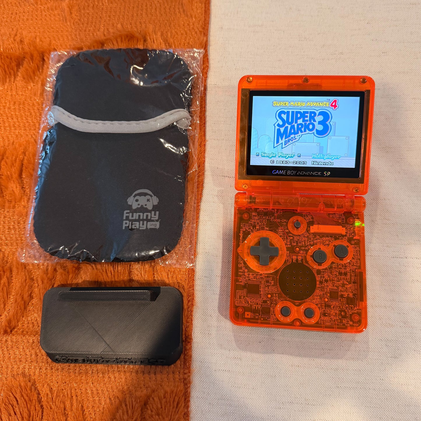 IPS USBC Charging Gameboy Advance SP Transparent Orange Laminated
