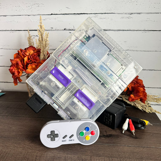 Super Nintendo Mirror White Transparent Console SFC Controller