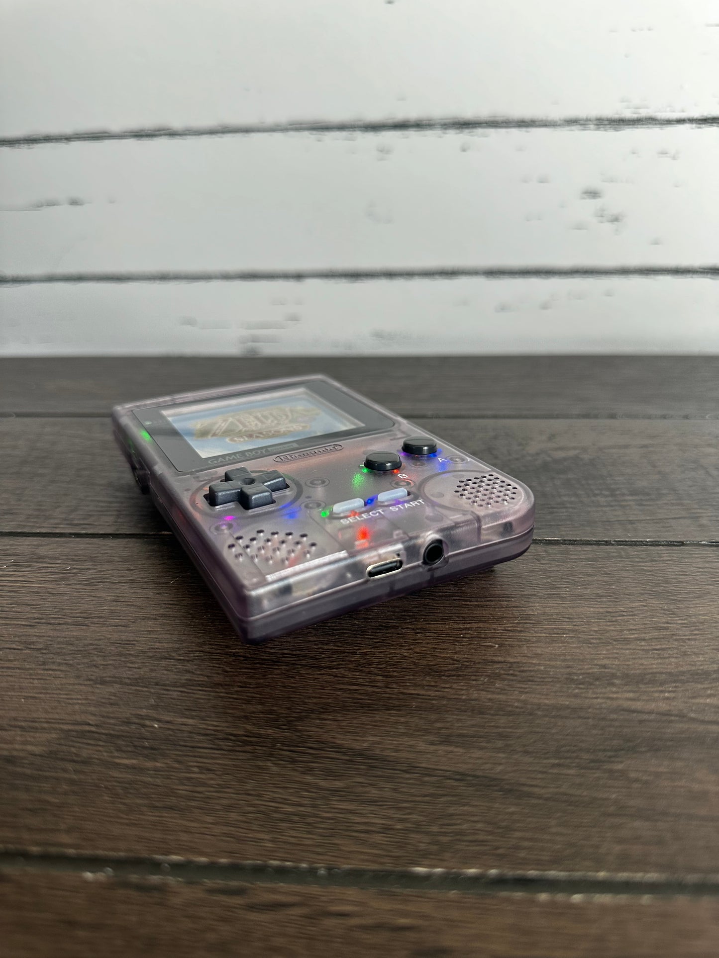 Gameboy Pocket Color Plus Q5 IPS Atomic Purple Out with usbc Rechargeable Battery