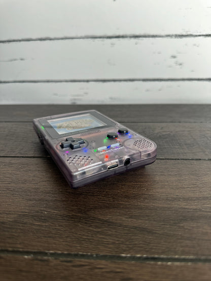 Gameboy Pocket Color Plus Q5 IPS Atomic Purple Out with usbc Rechargeable Battery