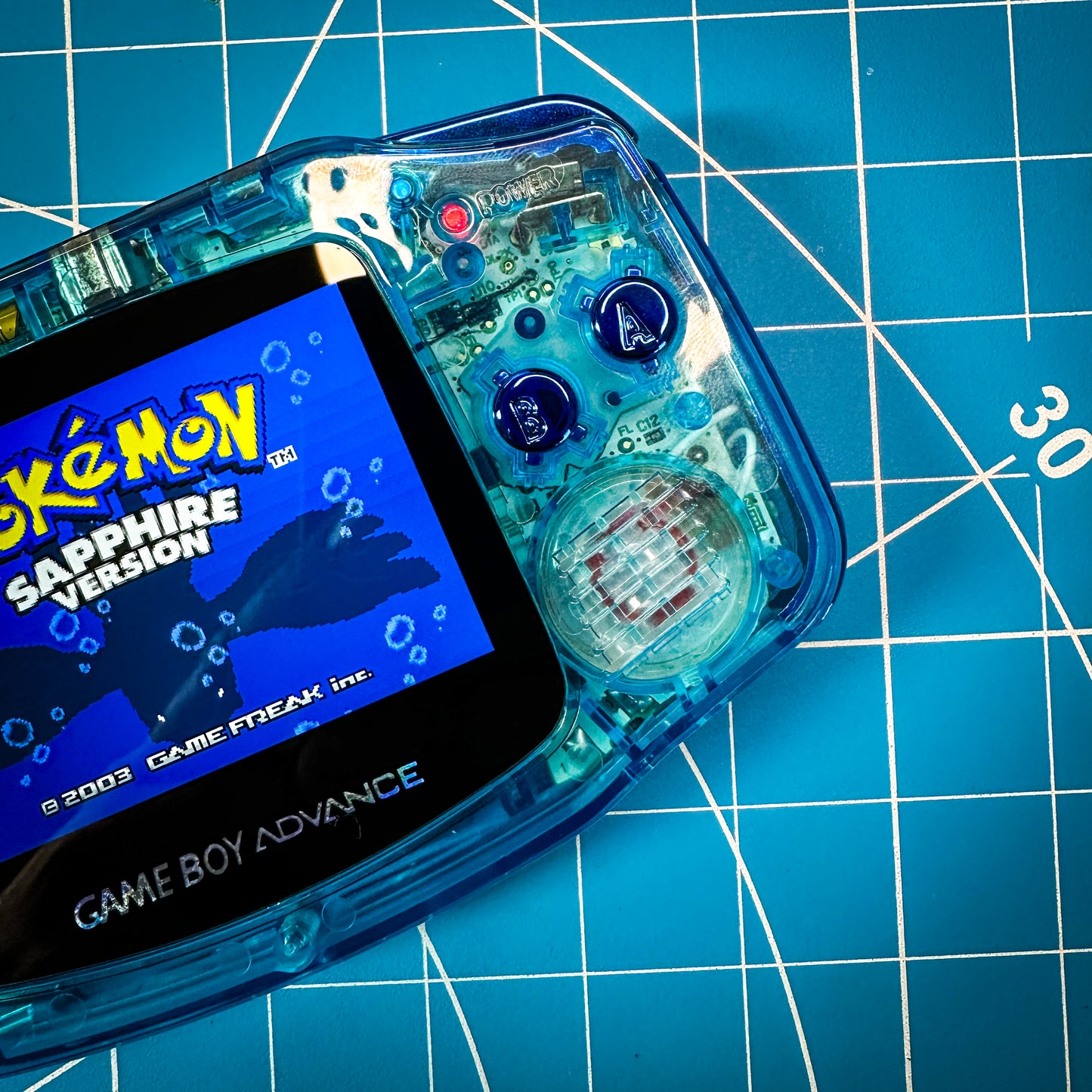 IPS Gameboy Advance GBA Mirror Blue Laminated HISPEEDIO